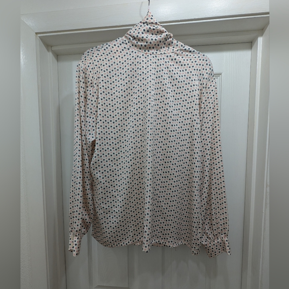 Vintage Country Sophisticates by Pendleton Checked Blouse w/ Red Dots — Tie-Back